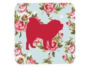 Set of 4 Chow Chow Shabby Chic Blue Roses Foam Coasters