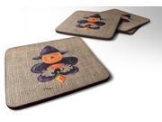 Set of 4 Halloween Pumpkin Bat Fleur de lis Foam Coasters