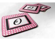 Set of 4 Monogram Pink Black Polka Dots Foam Coasters Initial Letter O