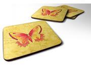 Set of 4 Butterfly on Yellow Foam Coasters