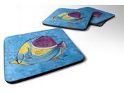 Set of 4 Fish Tropical on Blue Foam Coasters