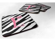 Set of 4 Monogram Zebra Stripe and Pink Foam Coasters Initial Letter E