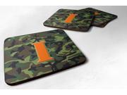 Set of 4 Monogram Camo Green Foam Coasters Initial Letter I