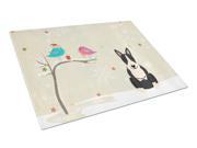 Christmas Presents between Friends Bull Terrier Black White Glass Cutting Board Large BB2605LCB