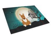Halloween Scary Bull Terrier Red Glass Cutting Board Large BB2324LCB
