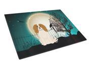 Halloween Scary Cavalier Spaniel Glass Cutting Board Large BB2248LCB