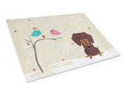 Christmas Presents between Friends Dachshund Chocolate Glass Cutting Board Large BB2603LCB