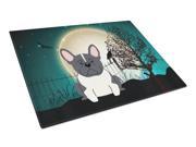 Halloween Scary French Bulldog Black White Glass Cutting Board Large BB2202LCB