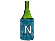 Letter N Sea Doodles Initial Alphabet Wine Bottle Beverage Insulator Hugger CJ2014 NLITERK