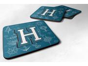 Set of 4 Letter H Sea Doodles Initial Alphabet Foam Coasters CJ2014 HFC