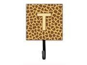Letter T Initial Monogram Giraffe Leash Holder or Key Hook