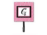 Letter G Initial Monogram Pink Black Polka Dots Leash Holder or Key Hook