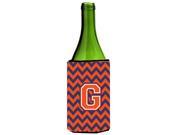 Letter G Chevron Orange Blue Wine Bottle Beverage Insulator Hugger CJ1042 GLITERK