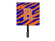 Letter R Initial Monogram Tiger Stripe Blue Orange Leash Holder or Key Hook