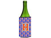 Letter H Football Green Blue and Orange Wine Bottle Beverage Insulator Hugger CJ1083 HLITERK