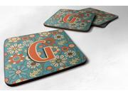 Set of 4 Letter G Flowers Retro Blue Foam Coasters CJ2012 GFC