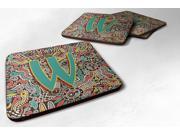 Set of 4 Letter W Retro Tribal Alphabet Initial Foam Coasters CJ2013 WFC
