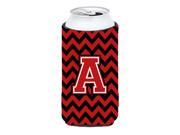 Letter A Chevron Black and Red Tall Boy Beverage Insulator Hugger CJ1047 ATBC