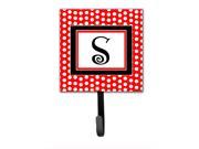 Letter S Initial Monogram Red Black Polka Dots Leash Holder or Key Hook