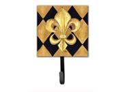 Black and Gold Fleur de lis New Orleans Leash Holder or Key Hook