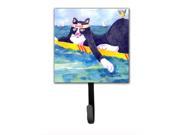 Black and white Cat Surfin Bird Leash Holder or Key Hook