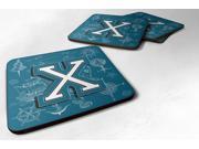 Set of 4 Letter X Sea Doodles Initial Alphabet Foam Coasters CJ2014 XFC