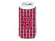 Letter B Football Crimson and White Tall Boy Beverage Insulator Hugger CJ1079 BTBC