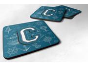 Set of 4 Letter C Sea Doodles Initial Alphabet Foam Coasters CJ2014 CFC
