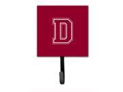Letter D Initial Monogram Maroon and White Leash Holder or Key Hook