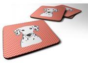 Set of 4 Red Checkered Dalmatian Foam Coasters BB1131FC