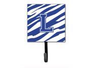 Letter L Initial Tiger Stripe Blue and White Leash Holder or Key Hook