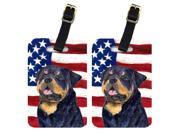 Pair of USA American Flag with Rottweiler Luggage Tags SS4009BT