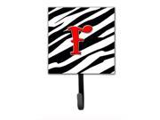 Letter F Initial Monogram Zebra Red Leash Holder or Key Hook