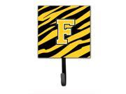 Letter F Initial Monogram Tiger Stripe Black Gold Leash Holder or Key Hook