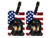 Pair of USA American Flag with Gordon Setter Luggage Tags SS4042BT