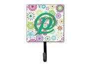 Letter P Flowers Pink Teal Green Initial Leash or Key Holder CJ2011 PSH4