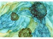 Abstract in Teal Flowers Fabric Placemat 8952PLMT