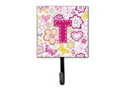 Letter T Flowers and Butterflies Pink Leash or Key Holder CJ2005 TSH4