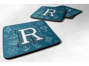Set of 4 Letter R Sea Doodles Initial Alphabet Foam Coasters CJ2014 RFC