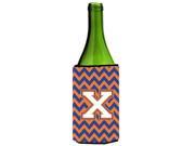 Letter X Chevron Blue and Orange Wine Bottle Beverage Insulator Hugger CJ1060 XLITERK