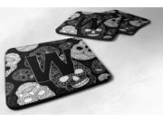 Set of 4 Letter W Day of the Dead Skulls Black Foam Coasters CJ2008 WFC