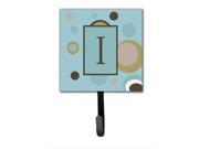 Letter I Initial Monogram Blue Dots Leash Holder or Key Hook