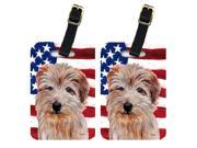 Pair of Norfolk Terrier with American Flag USA Luggage Tags SC9640BT