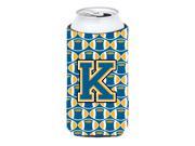 Letter K Football Blue and Gold Tall Boy Beverage Insulator Hugger CJ1077 KTBC