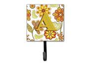 Letter A Floral Mustard and Green Leash or Key Holder CJ2003 ASH4