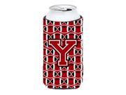 Letter Y Football Red Black and White Tall Boy Beverage Insulator Hugger CJ1073 YTBC
