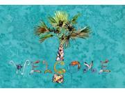 Welcome Palm Tree on Teal Fabric Placemat 8711PLMT