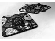 Set of 4 Letter Q Day of the Dead Skulls Black Foam Coasters CJ2008 QFC