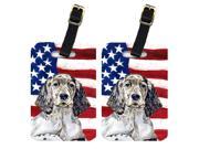 Pair of USA American Flag with English Setter Luggage Tags LH9022BT