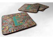 Set of 4 Letter E Retro Tribal Alphabet Initial Foam Coasters CJ2013 EFC